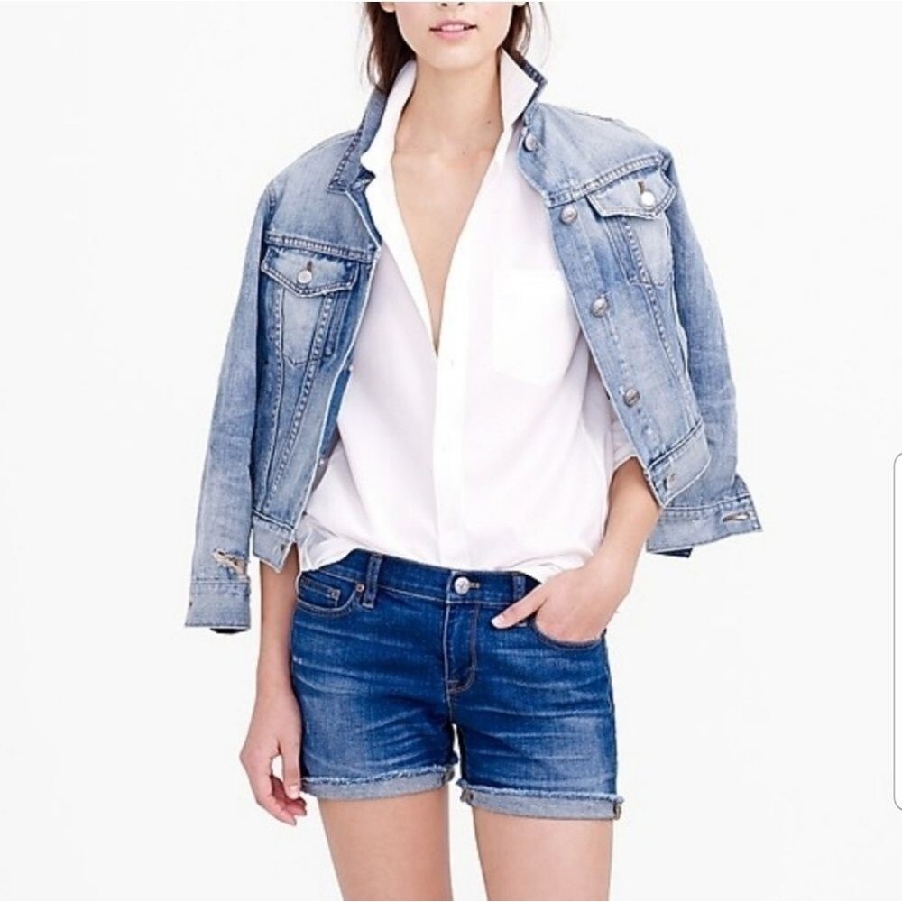 J. Crew indigo denim Jean shorts raw hem size 26